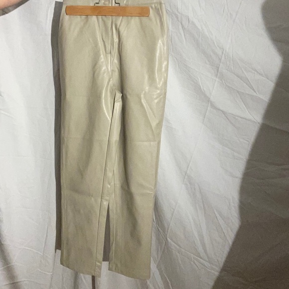 Beige Trousers Outlet Faux Leather pants - Picture 8 of 16
